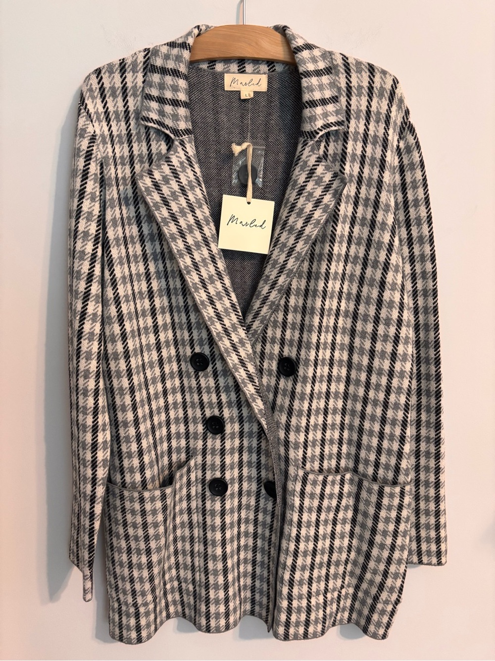 Marled NWT Lightweight Houndstooth Sweater Blazer